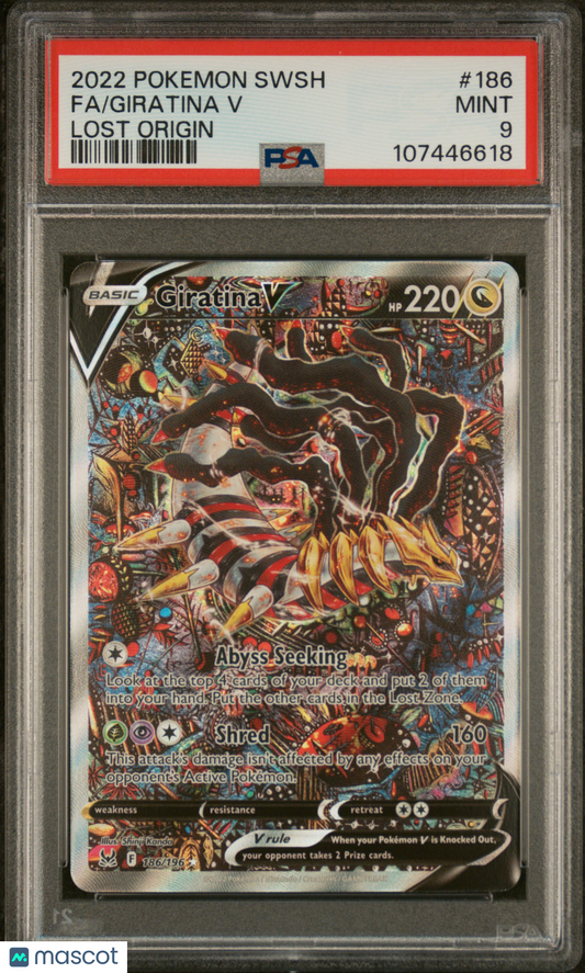 2022 Pokemon Sword & Shield Lost Origin Giratina V Full Art #186 PSA 9