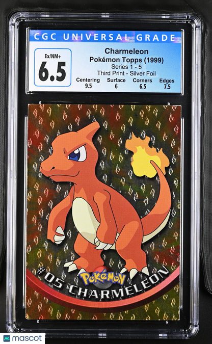 1999 Topps Series 1 Pokemon Charmeleon Silver Foil #5 CGC 6.5