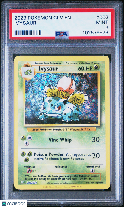2023 Pokemon CLV Ivysaur #002 PSA 9