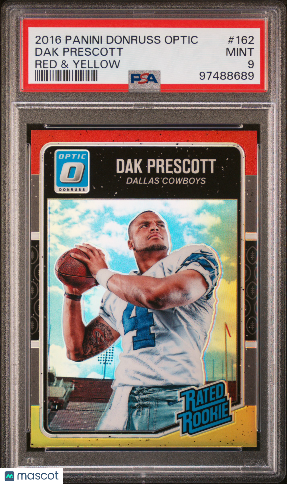 2016 Panini Donruss Optic Dak Prescott Red & Yellow #162 PSA 9