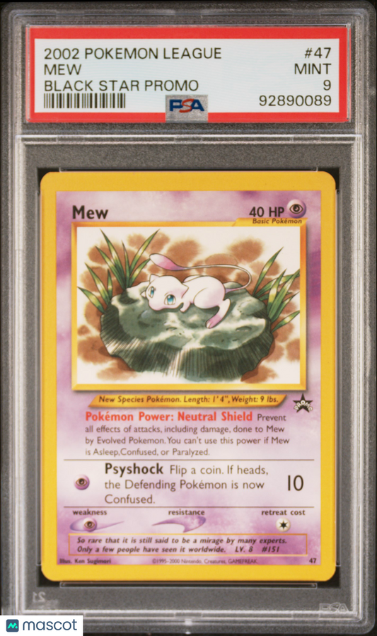 2002 Pokemon League Promo Black Star Mew #47 PSA 9