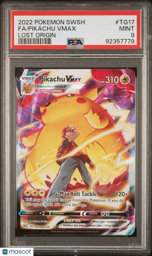 2022 Pokemon Sword & Shield Lost Origin Pikachu VMAX #TG17 PSA 9
