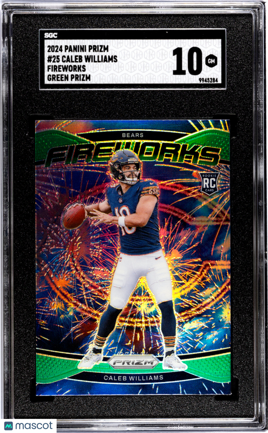 2024 Panini Prizm Caleb Williams Fireworks Green #25 SGC 10