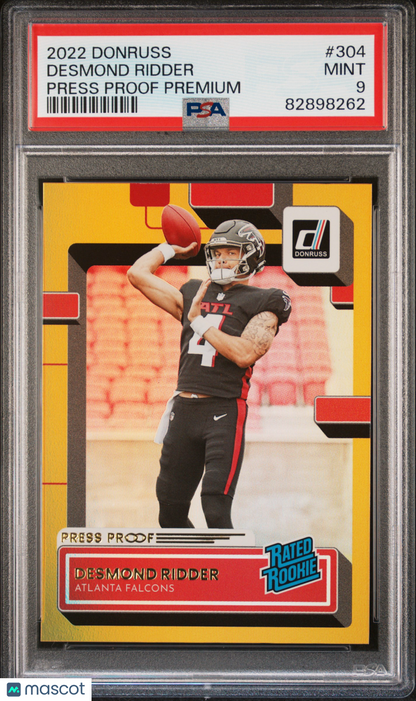 2022 Panini Donruss Desmond Ridder Press Proof Premium #304 PSA 9