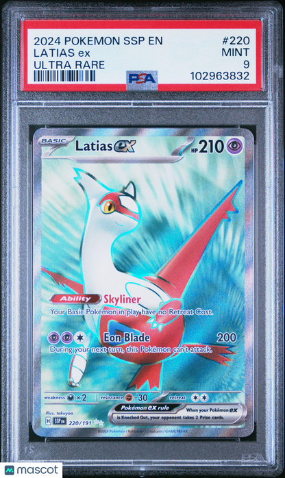 2024 Pokemon Surging Sparks Latias EX Ultra Rare #220 PSA 9