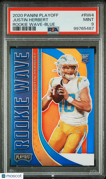 2020 Panini Playoff Rookie Wave Justin Herbert Blue #RW4 PSA 9