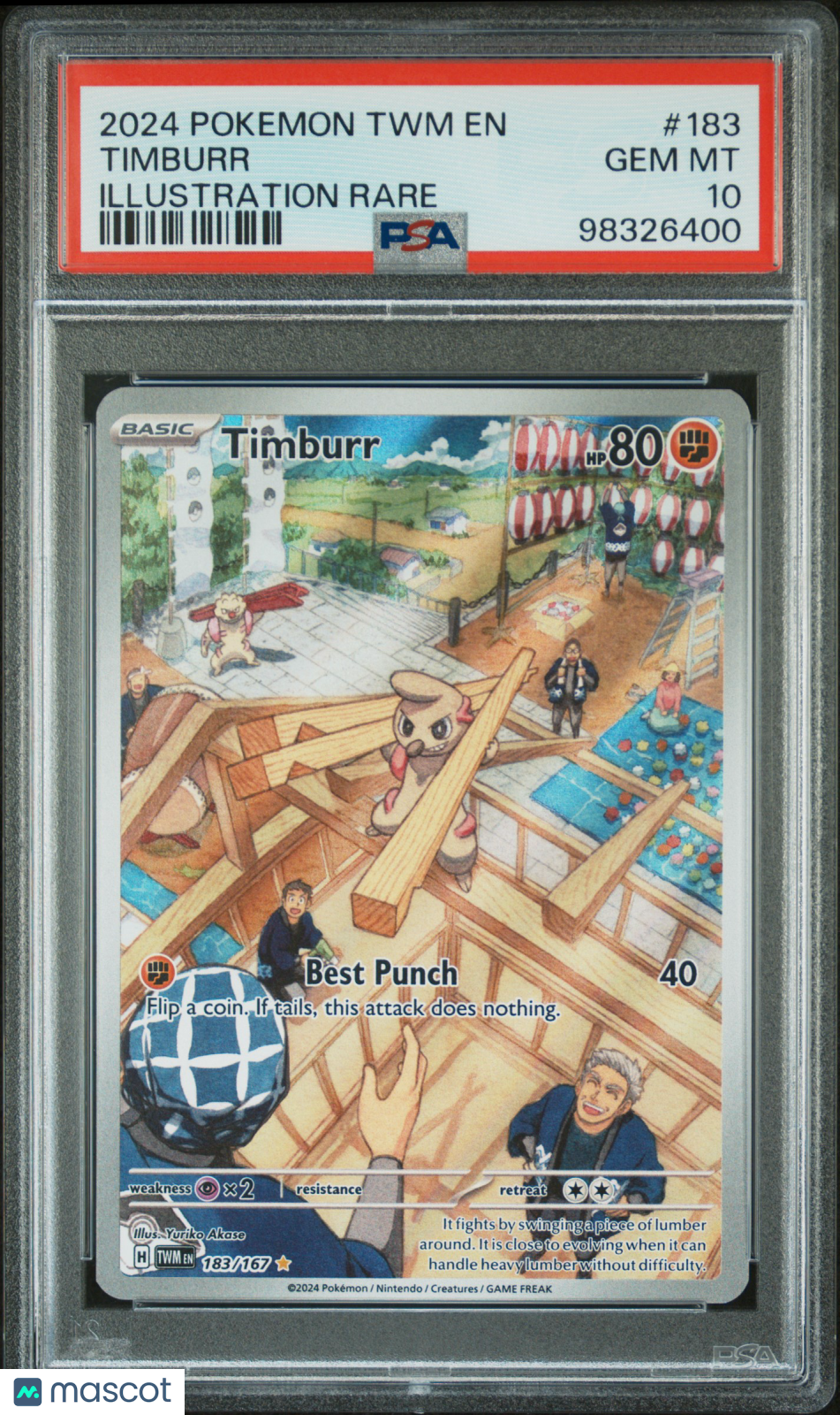 2024 Pokemon Twilight Masquerade Timburr #183 PSA 10