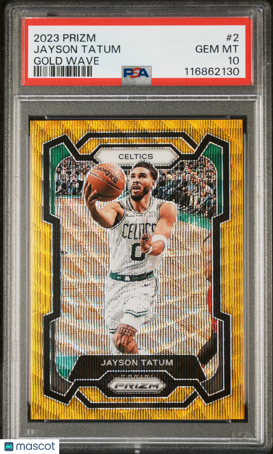 2023 Panini Prizm Jayson Tatum Gold Wave /10 #2 PSA 10