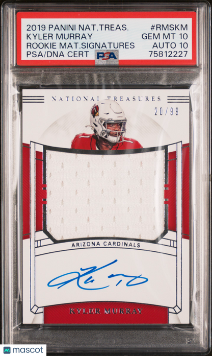 2019 National Treasures Kyler Murray Rookie Material /99 #RMSKM PSA 10 Auto 10