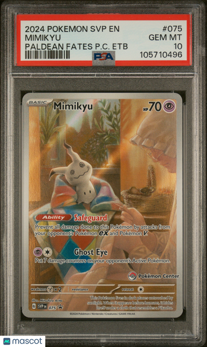 2024 Pokemon Black Star Promo Mimikyu Pokemon Center Stamp #075 PSA 10