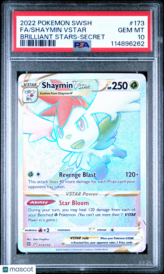 2022 Pokemon Sword & Shield Brilliant Stars Shaymin VSTAR #173 PSA 10