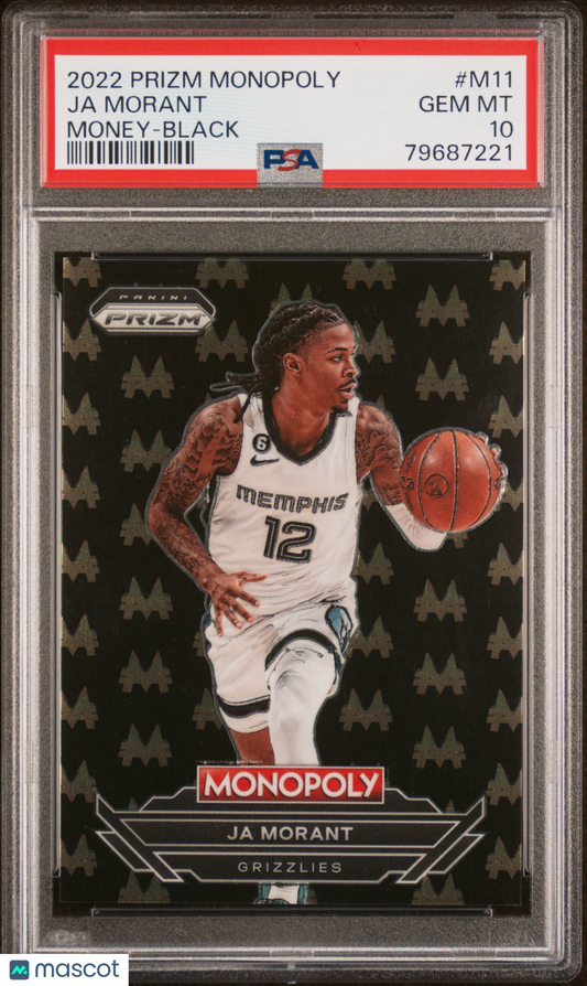 2022 Panini Prizm Monopoly Money Ja Morant Black #M11 PSA 10