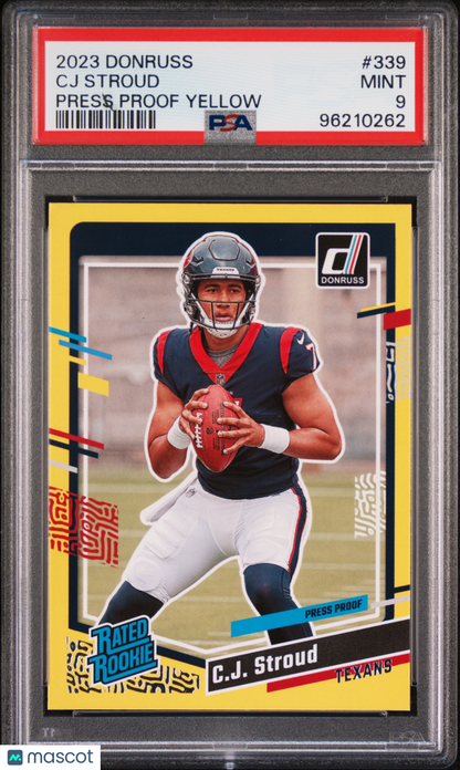 2023 Panini Donruss CJ Stroud Press Proof Yellow #339 PSA 9