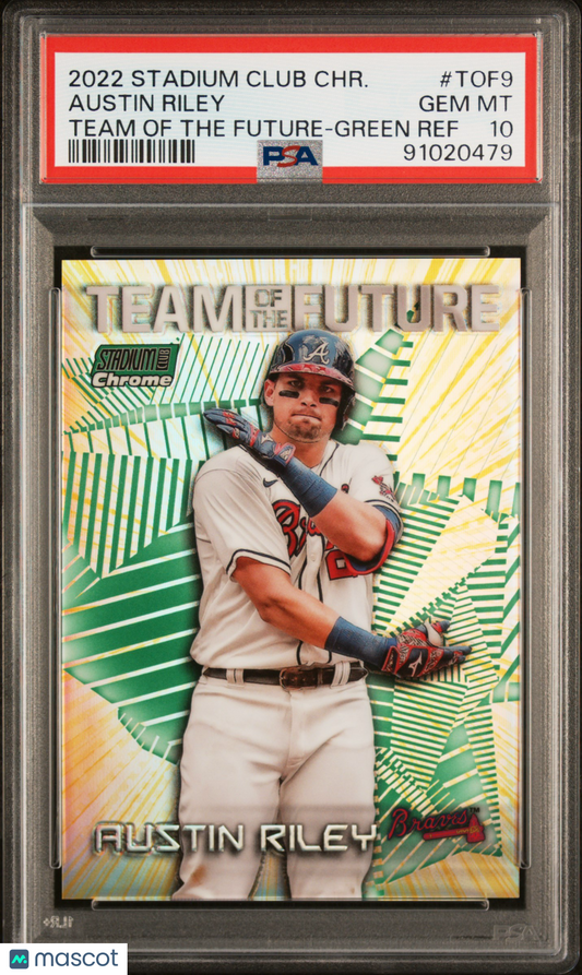 2022 Stadium Club Chrome Austin Riley Team Of The Future Green Ref #TOF9 PSA 10