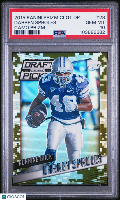 2015 Panini Prizm Collegiate Draft Picks Darren Sproles Camo /199 #28 PSA 10