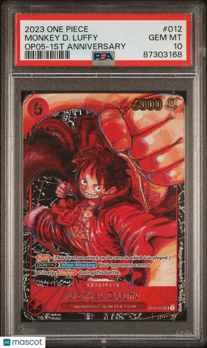 2023 One Piece Awakening Of The New Era Monkey D Luffy #OP05-012 PSA 10