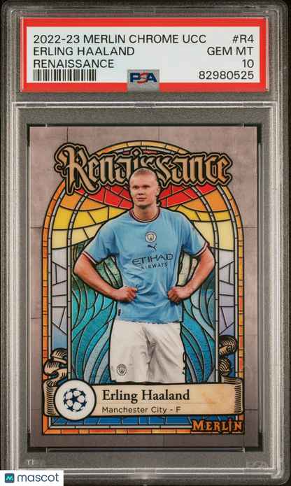 2022-23 Topps Merlin Chrome UEFA CC Erling Haaland Renaissance #R4 PSA 10