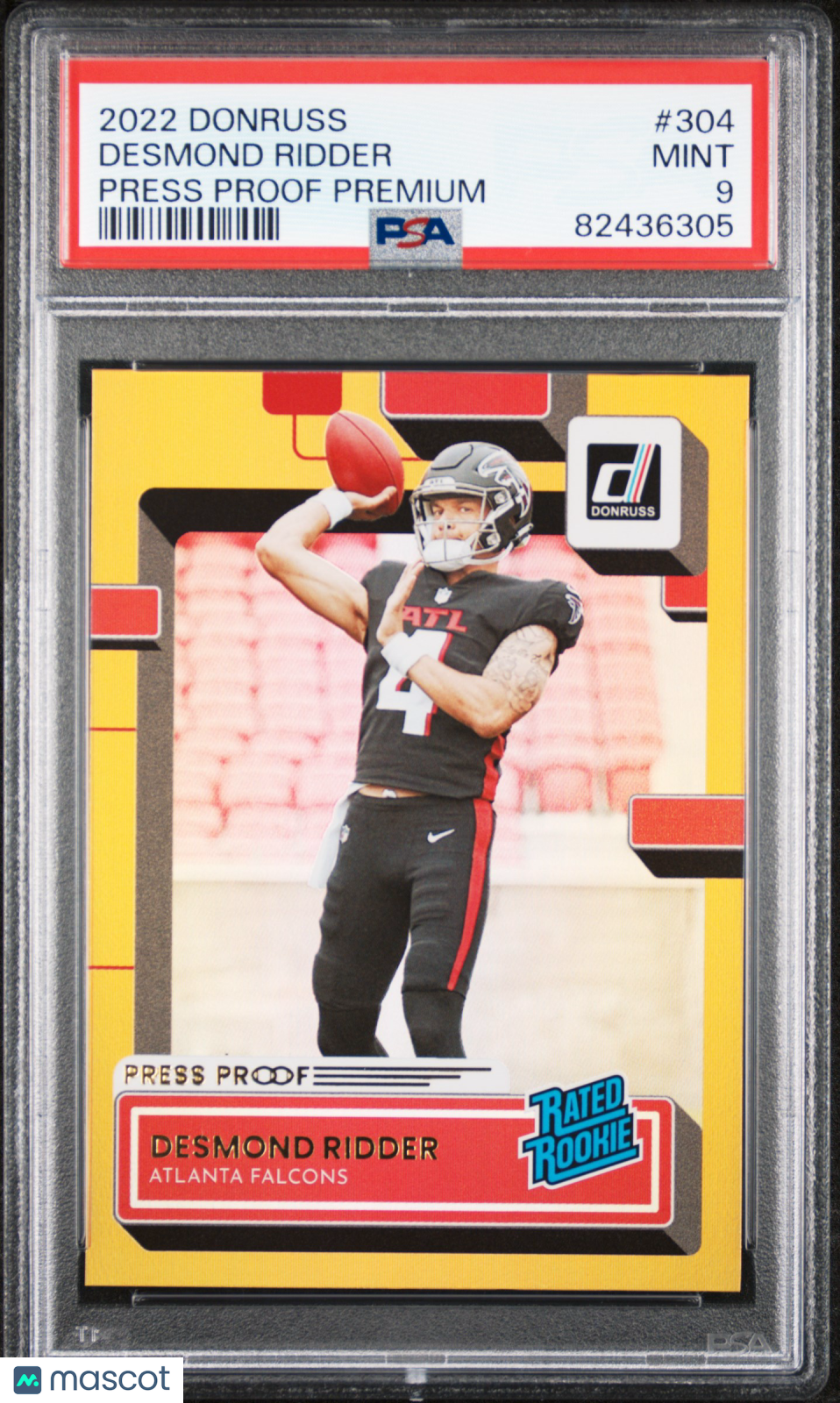 2022 Panini Donruss Desmond Ridder Press Proof Premium #304 PSA 9