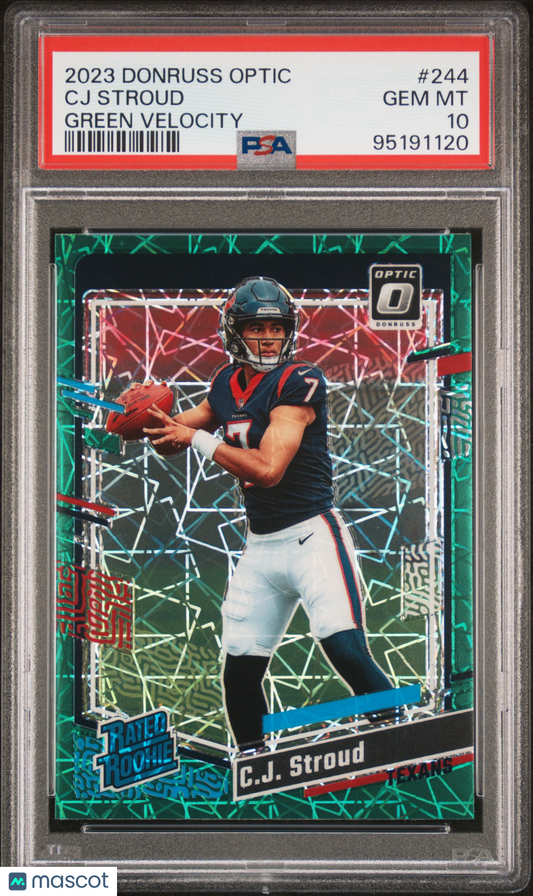 2023 Panini Donruss Optic CJ Stroud Green Velocity #244 PSA 10