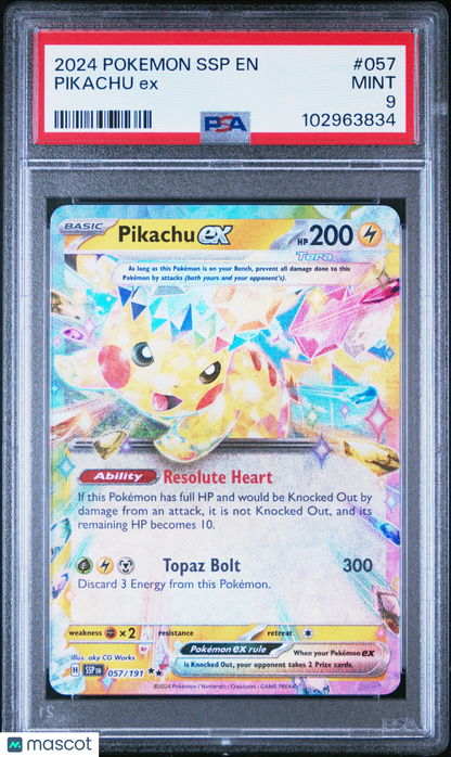 2024 Pokemon Surging Sparks Pikachu EX #057 PSA 9