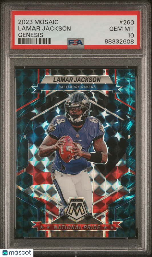 2023 Panini Mosaic Lamar Jackson Genesis #260 PSA 10