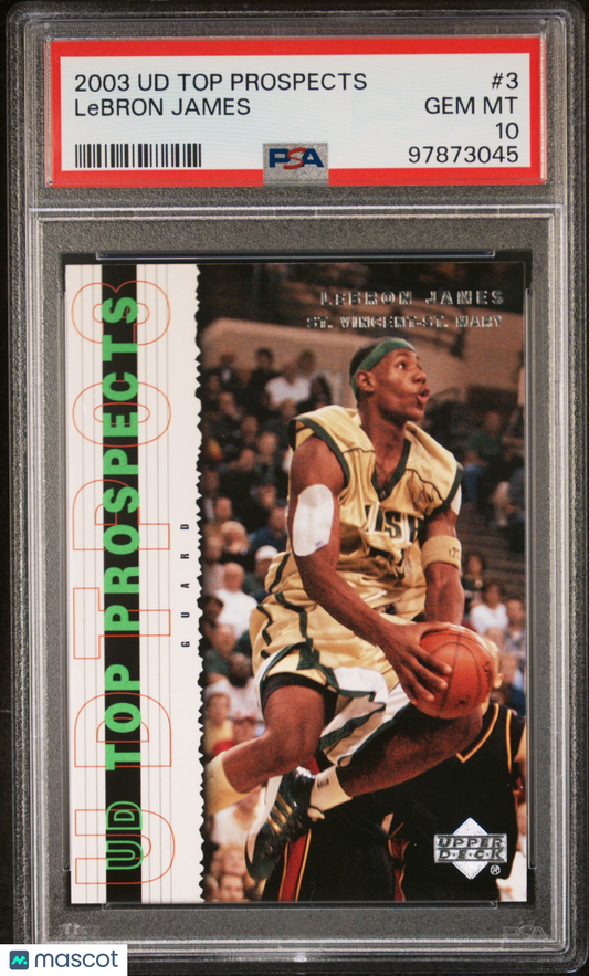 2003 Upper Deck Top Prospects LeBron James #3 PSA 10