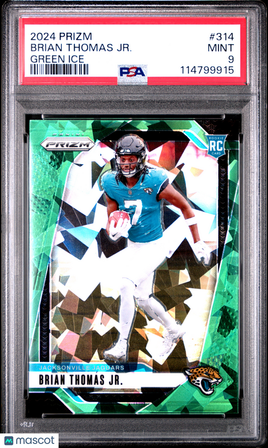 2024 Panini Prizm Brian Thomas JR. Green Ice #314 PSA 9
