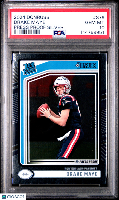 2024 Panini Donruss Drake Maye Press Proof Silver #379 PSA 10