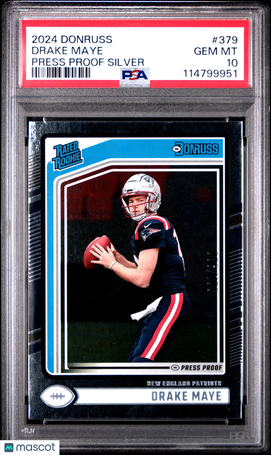 2024 Panini Donruss Drake Maye Press Proof Silver #379 PSA 10