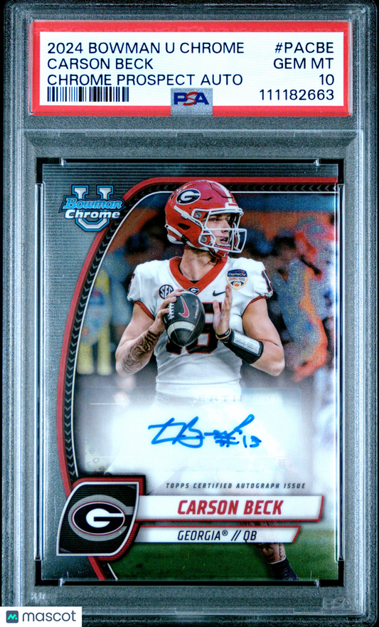 2024 Bowman University Chrome Prospect Auto Carson Beck #PACBE PSA 10