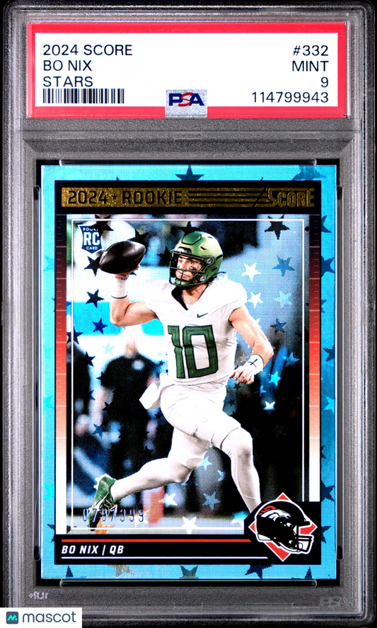 2024 Panini Score Bo Nix Stars #332 PSA 9