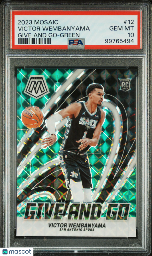 2023 Panini Mosaic Give And Go Victor Wembanyama Green #12 PSA 10