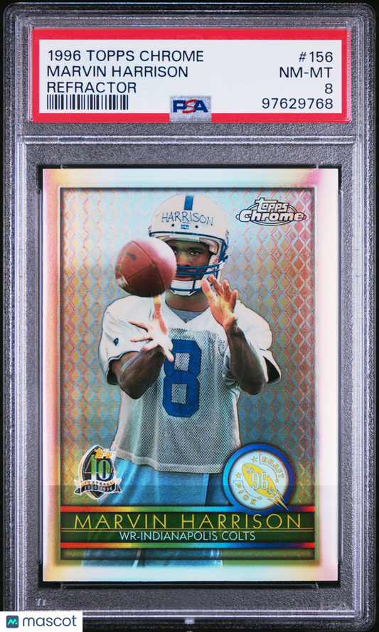 1996 Topps Chrome Marvin Harrison Refractor #156 PSA 8