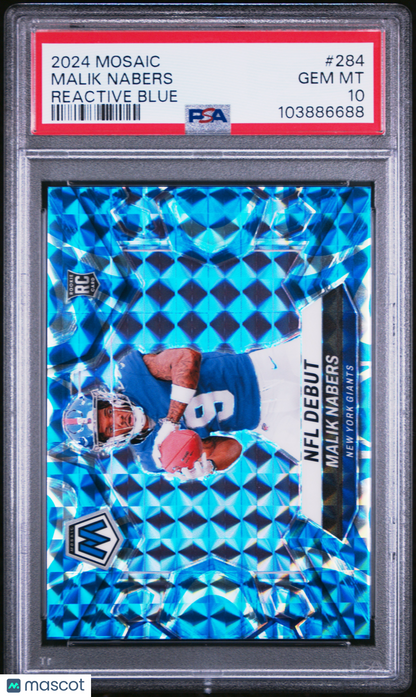 2024 Panini Mosaic Malik Nabers Reactive Blue #284 PSA 10