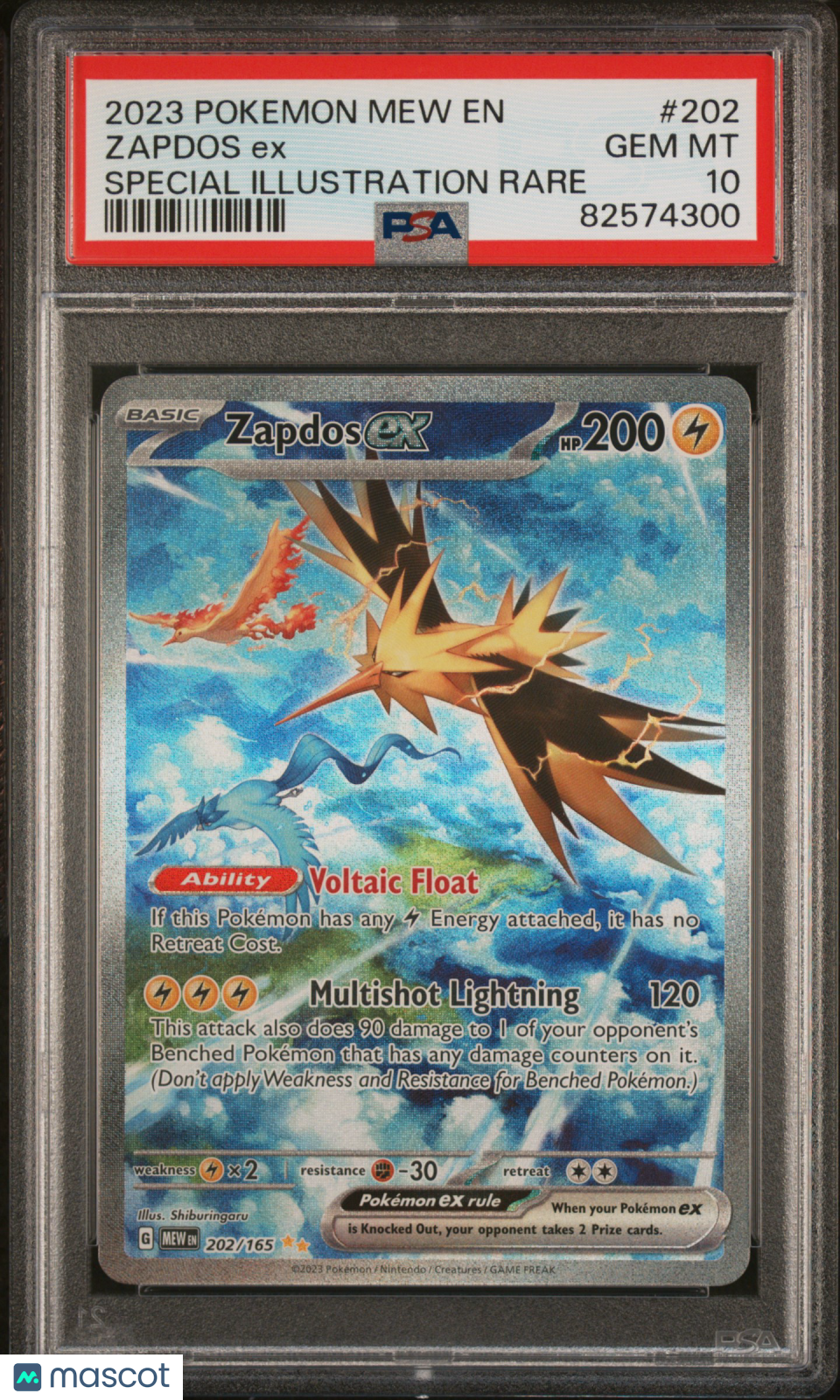2023 Pokemon 151 Zapdos EX #202 PSA 10