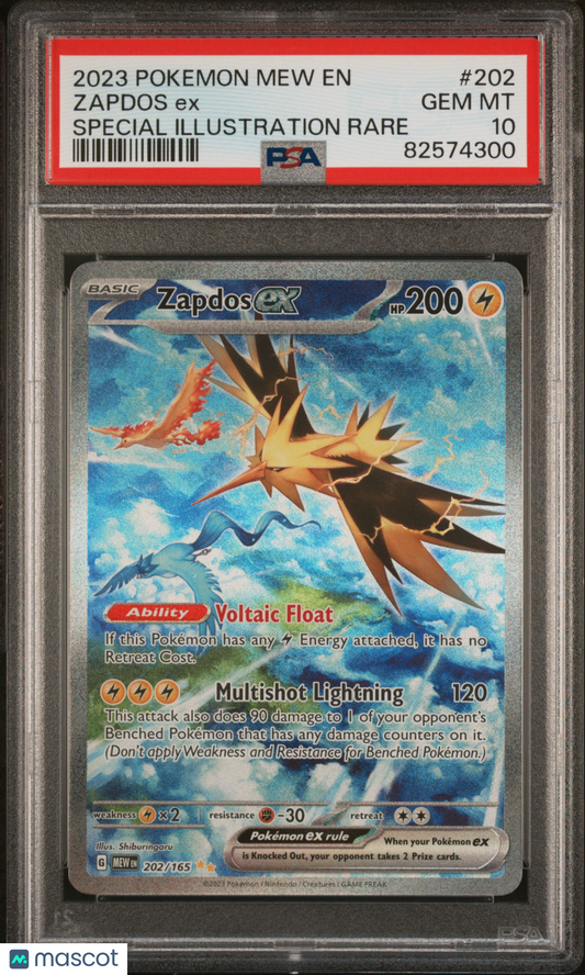 2023 Pokemon 151 Zapdos EX #202 PSA 10