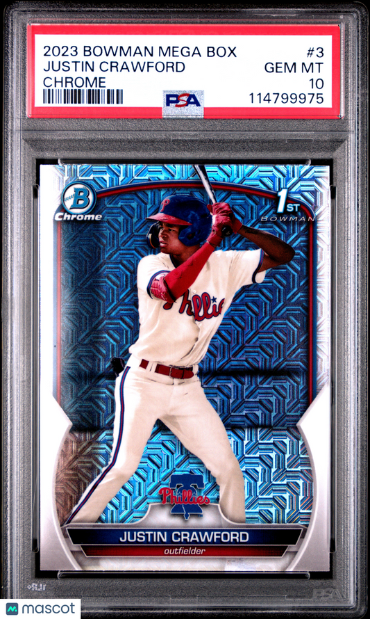 2023 Bowman Mega Box Chrome Justin Crawford #3 PSA 10