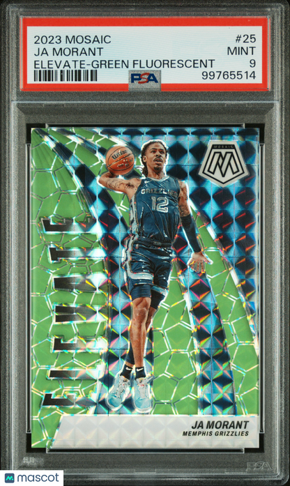 2023 Panini Mosaic Elevate Ja Morant Green Fluorescent /10 #25 PSA 9