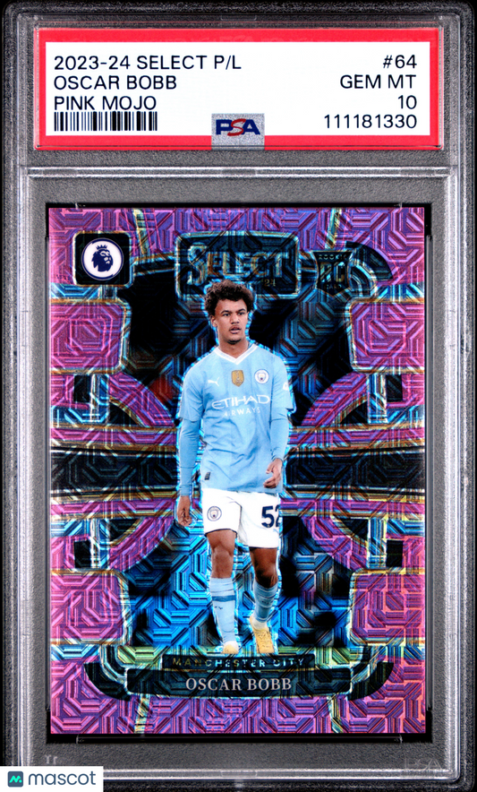 2023-24 Panini Select Premier League Oscar Bobb Pink Mojo /325 #64 PSA 10