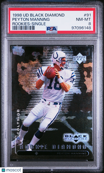 1998 Upper Deck Black Diamond Rookies Peyton Manning Single #91 PSA 8