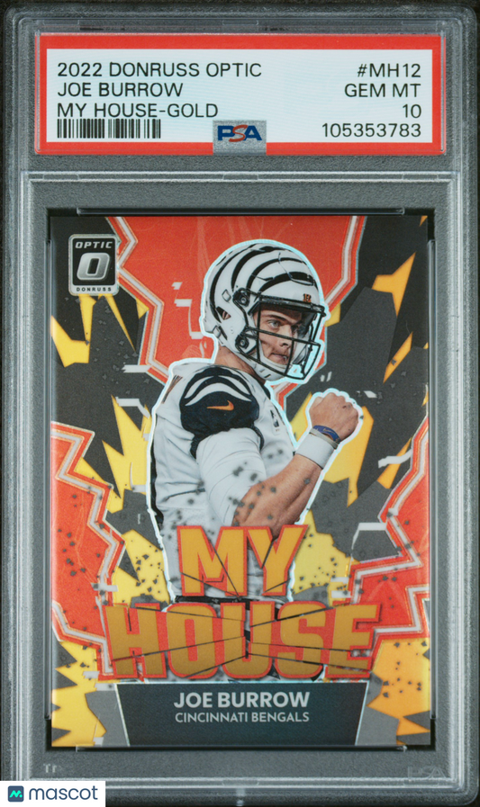2022 Panini Donruss Optic My House Joe Burrow Gold /10 #MH12 PSA 10