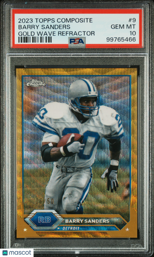 2023 Topps Composite Barry Sanders Gold Wave Refractor /50 #9 PSA 10