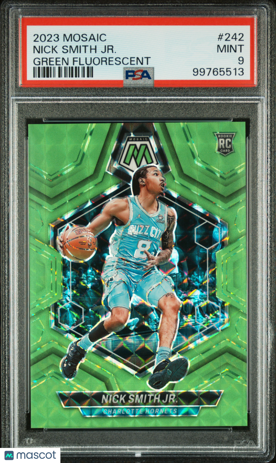 2023 Panini Mosaic Nick Smith JR. Green Fluorescent /10 #242 PSA 9