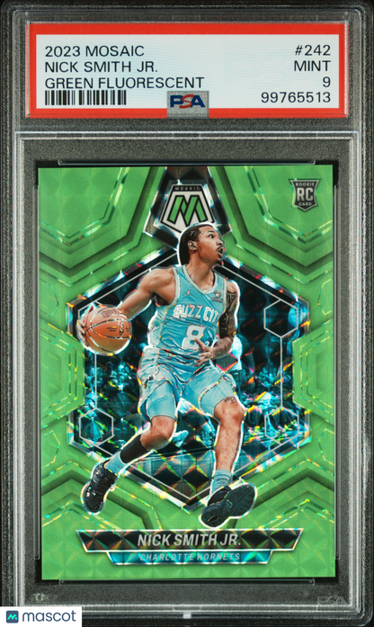 2023 Panini Mosaic Nick Smith JR. Green Fluorescent /10 #242 PSA 9