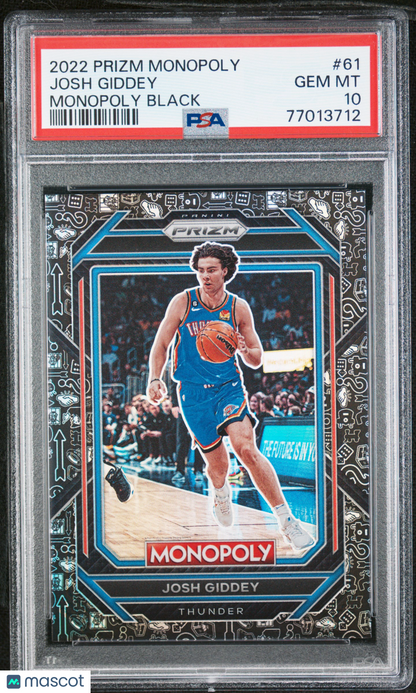 2022 Panini Prizm Monopoly Josh Giddey Black #61 PSA 10