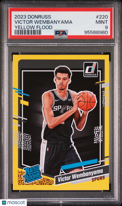 2023 Panini Donruss Victor Wembanyama Yellow Flood #220 PSA 9
