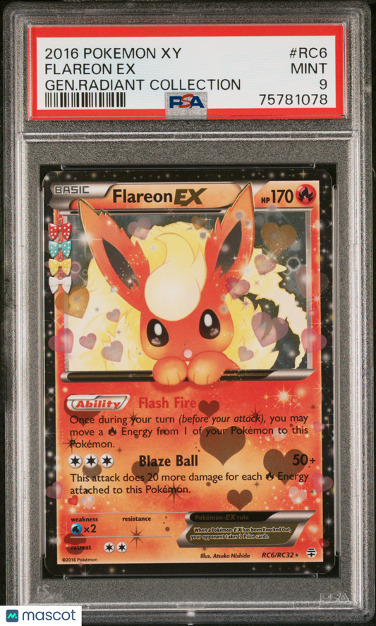 2016 Pokemon Xy Generations Radiant Collection Flareon EX #RC6 PSA 9