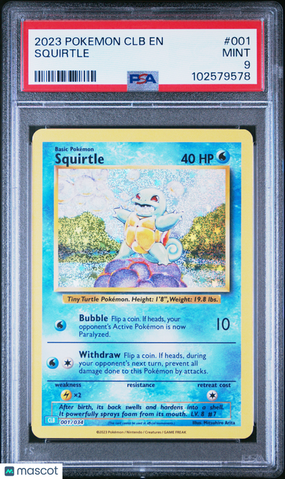 2023 Pokemon CLB Squirtle #001 PSA 9
