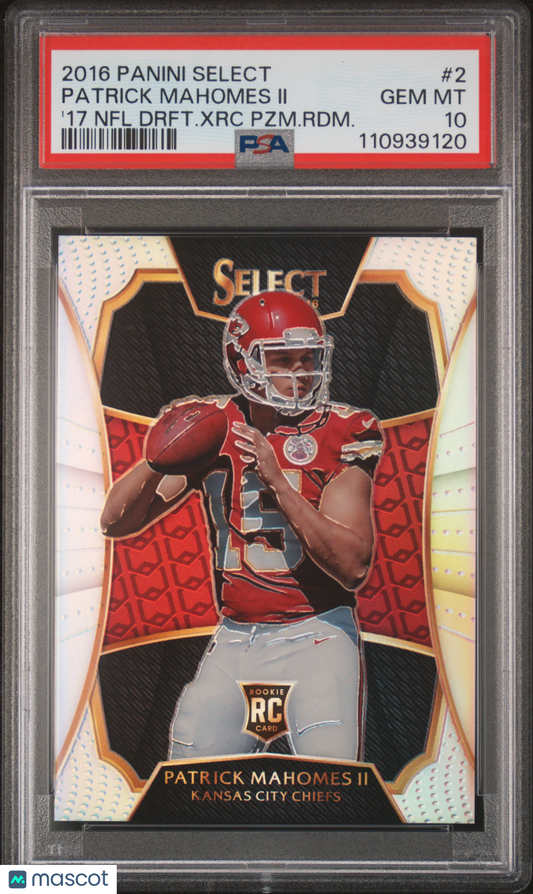 2016 Panini Select XRC Patrick Mahomes II Silver Prizm #2 PSA 10