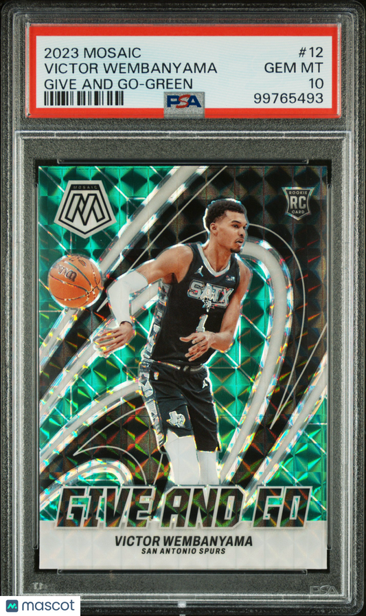 2023 Panini Mosaic Give And Go Victor Wembanyama Green #12 PSA 10